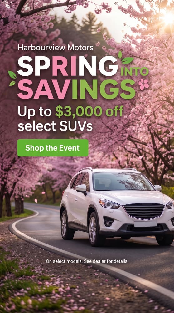 The same Spring Into Savings design as a vertical story