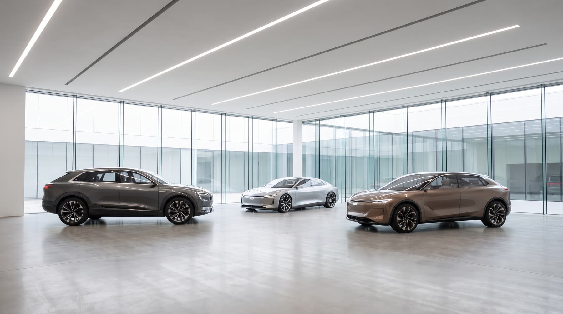 A bright modern new-car showroom