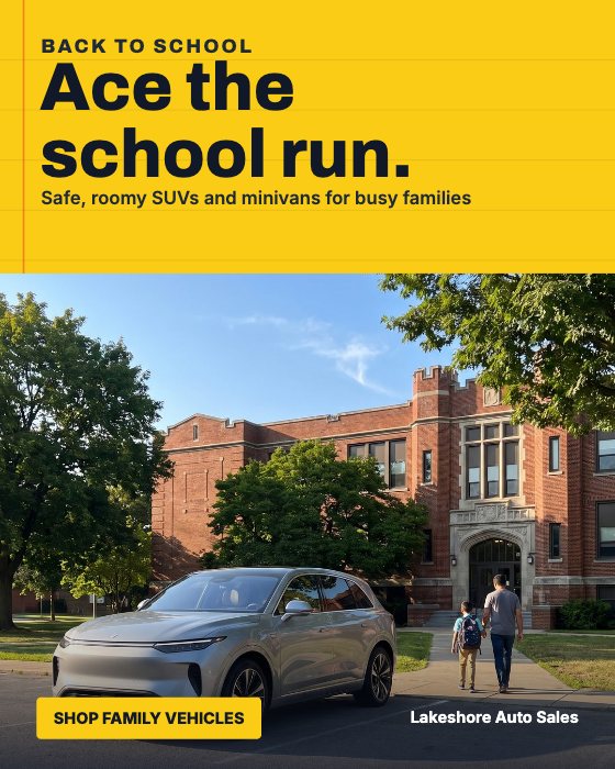Back to School car dealership ad template: August · family vehicles