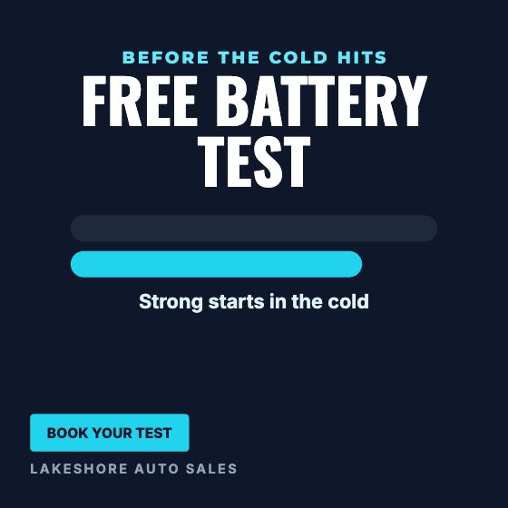 Free Battery Check car dealership ad template: No photo · winter prep
