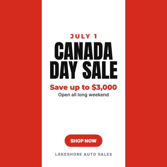Canada Day Sale car dealership ad template: Motion · July 1 · red and white