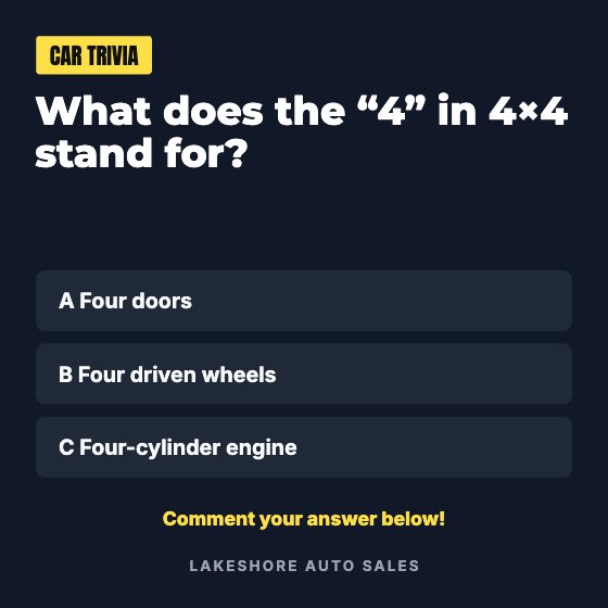 Car Trivia car dealership ad template: Quiz post · A / B / C