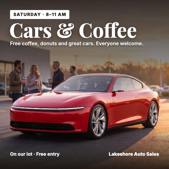 Cars & Coffee car dealership ad template: Event flyer · Saturday meet