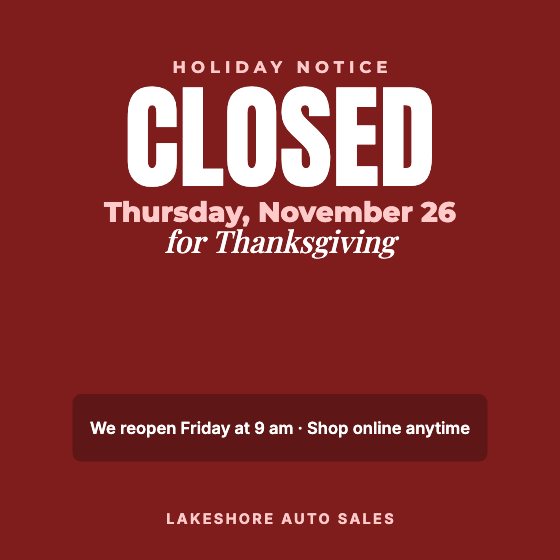 Closed for the Holiday car dealership ad template: No photo · closure notice