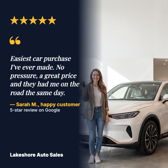 Customer Review car dealership ad template: 5-star testimonial