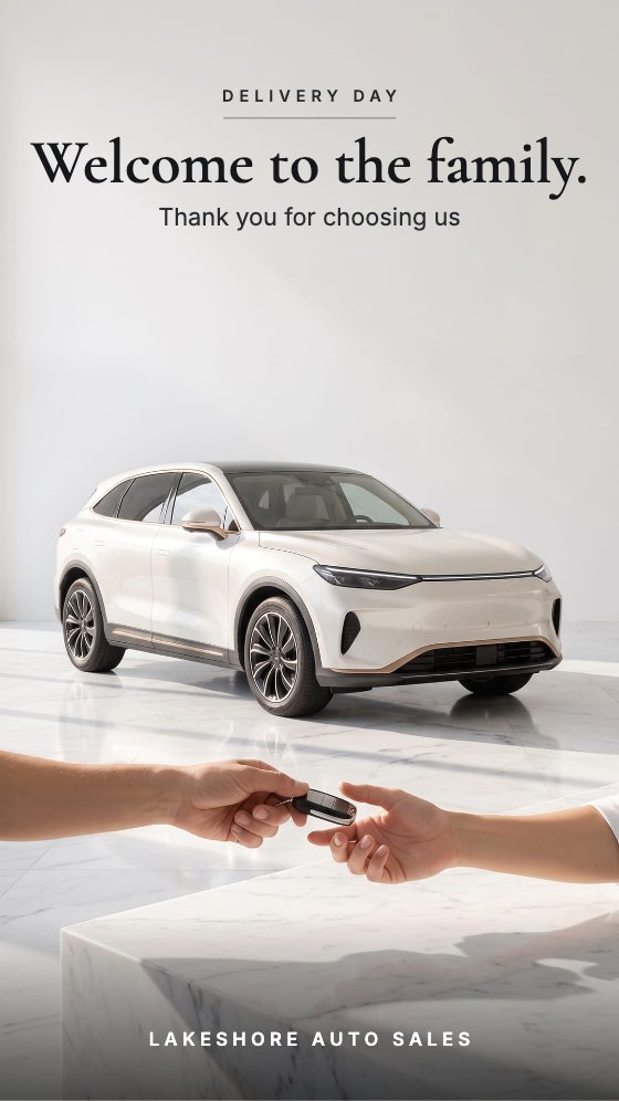 Delivery Day car dealership ad template: Story 9:16 · customer thanks