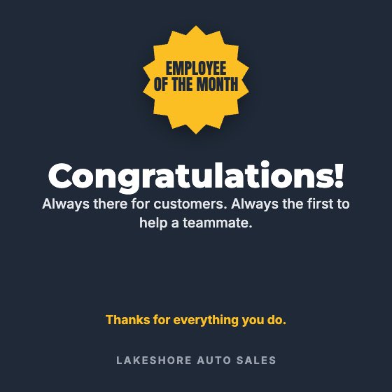 Employee of the Month car dealership ad template: No photo · team shout-out