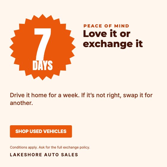 7-Day Exchange car dealership ad template: No photo · peace of mind