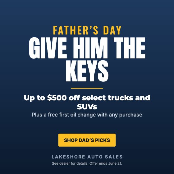 Father’s Day car dealership ad template: No photo · June · gift offer