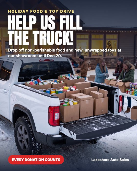 Fill the Truck car dealership ad template: Food & toy drive