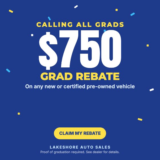 Grad Rebate car dealership ad template: Motion · June · falling confetti