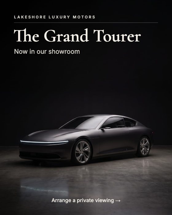 Grand Tourer car dealership ad template: Studio spotlight · luxury