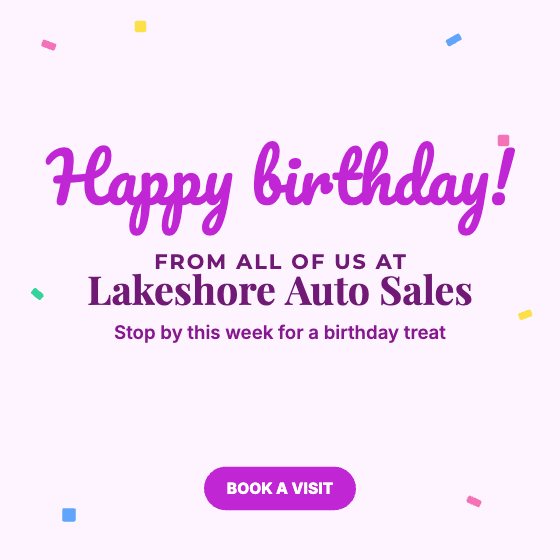 Happy Birthday car dealership ad template: Motion · confetti · for customers or the team