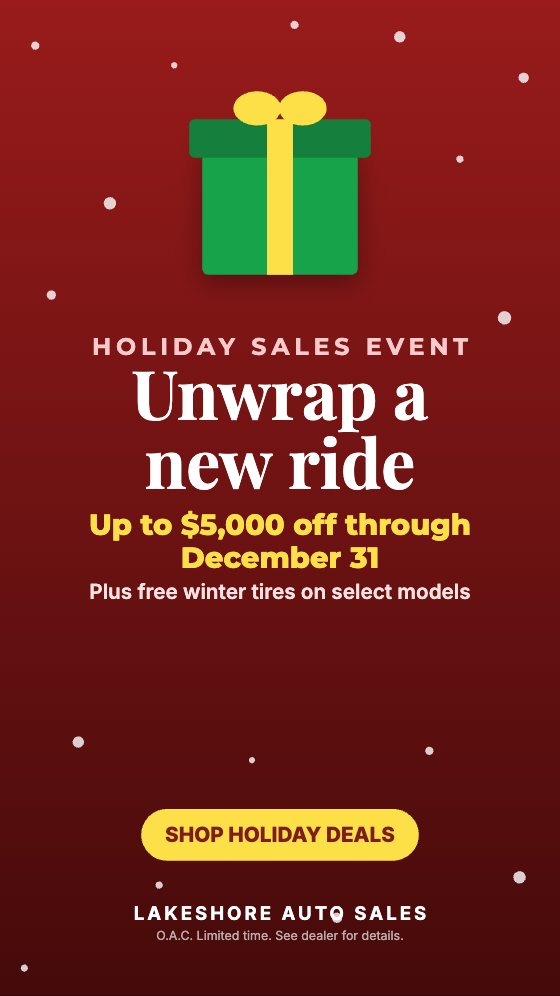Unwrap a New Ride car dealership ad template: Motion · story 9:16 · December snow