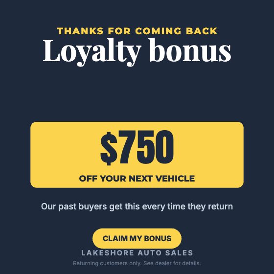 Loyalty Bonus car dealership ad template: No photo · for returning customers