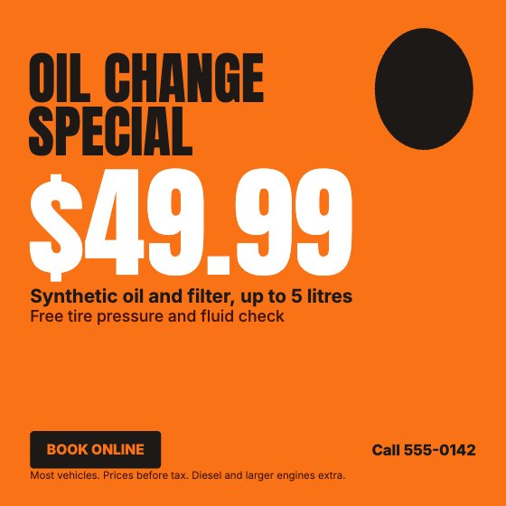 Oil Change Special car dealership ad template: No photo · bold service offer