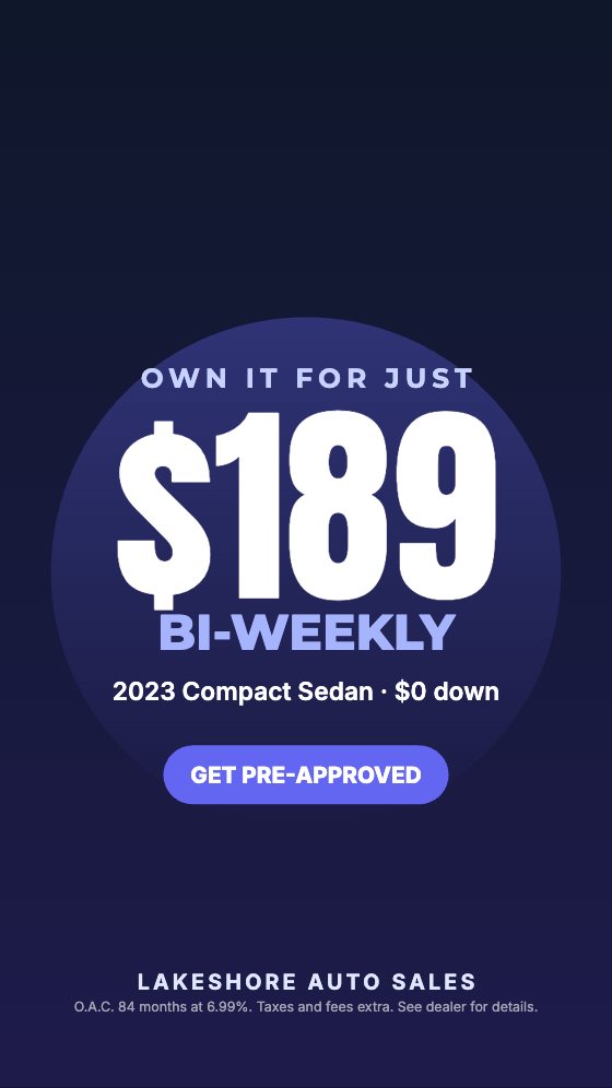 Payment Reveal car dealership ad template: Motion · story 9:16 · bi-weekly payment