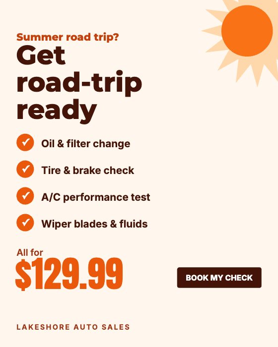 Road-Trip Ready car dealership ad template: Motion · summer · service checklist