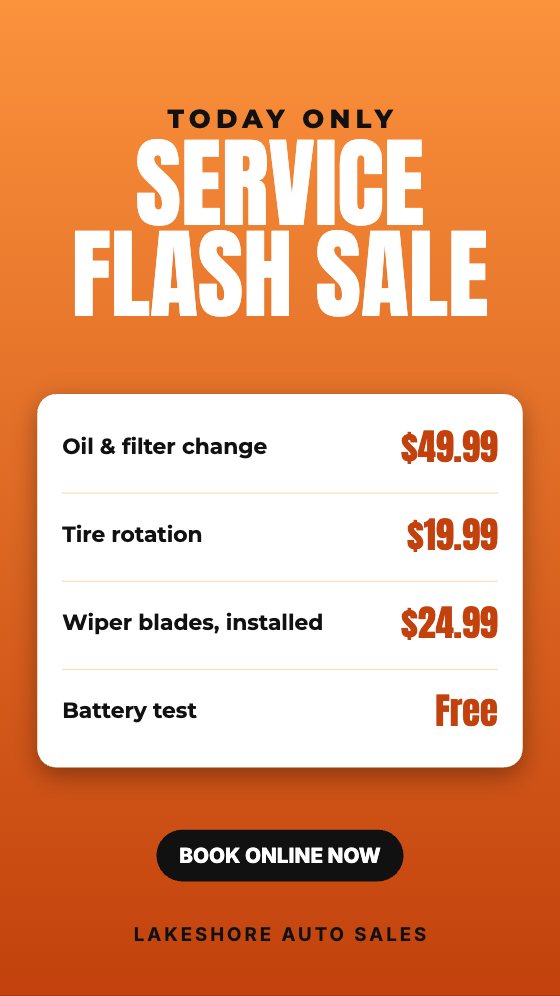 Service Flash Sale car dealership ad template: Motion · story 9:16 · price list