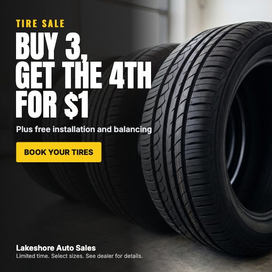 Tire Deal car dealership ad template: Buy 3, get 1 · bold