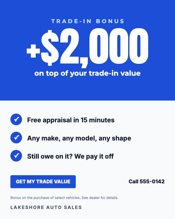 Trade-In Boost car dealership ad template: Motion · bonus on your trade