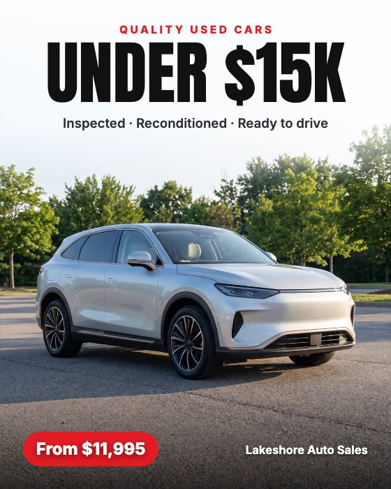 Under $15K car dealership ad template: Budget picks · price pill