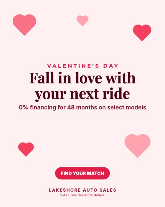 Find Your Match car dealership ad template: Motion · February · floating hearts