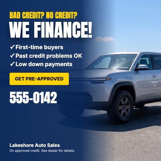 We Finance car dealership ad template: Credit approval · checklist