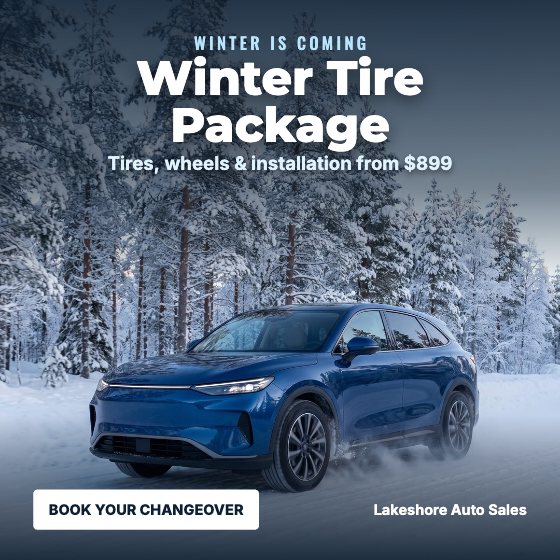 Winter Tire Package car dealership ad template: Snowy road · changeover